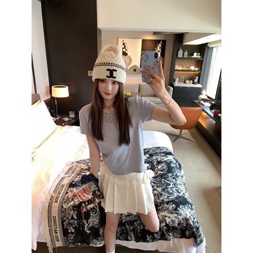 aaaaxbbb亚麻半身绑带短裙百褶裙