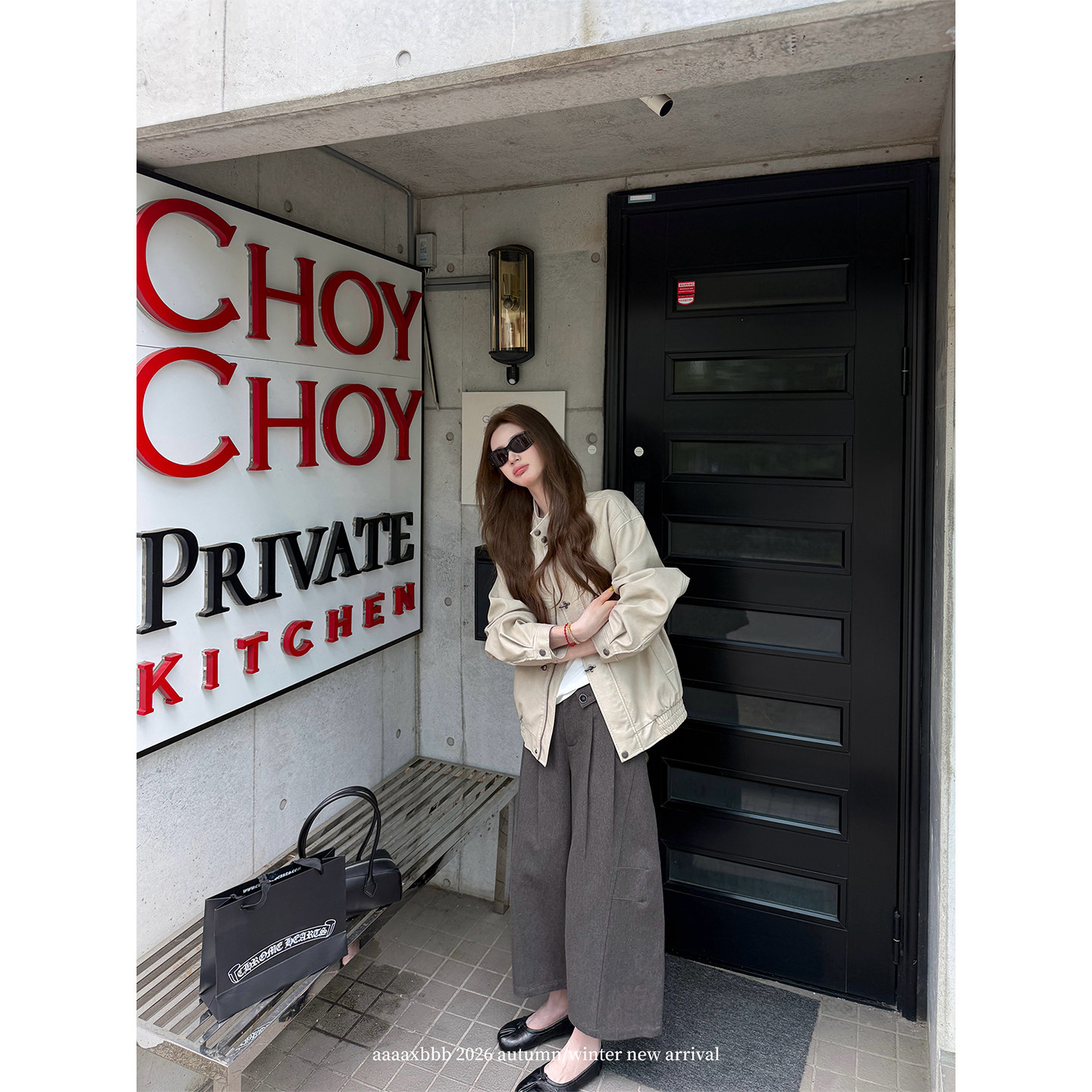 aaaaxbbb 深灰约克郡 宽松显瘦八分裤重磅面料腰带设计宽松休闲裤