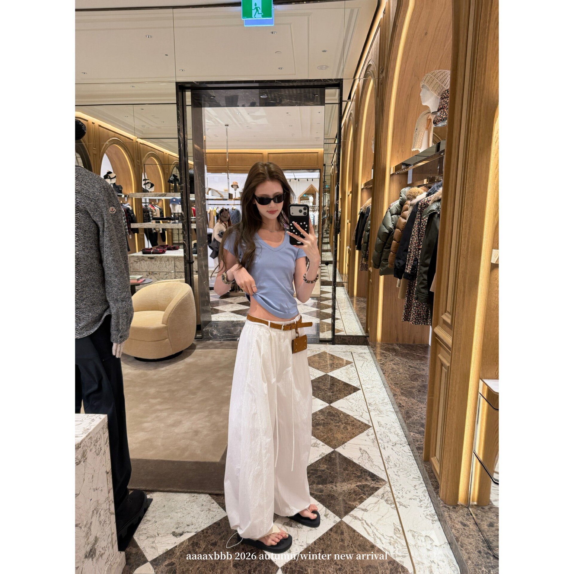 aaaaxbbb松弛感系带长裤图片