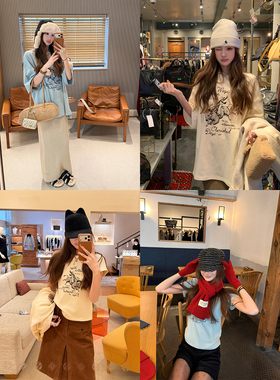 aaaaxbbb 西部手记 无手感印花圆领大t恤加厚短袖tee宽松休闲上衣