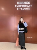 黑色长款 aaaaxbbb hunt克利夫兰 后开叉皮裙高腰光泽感直筒半身裙