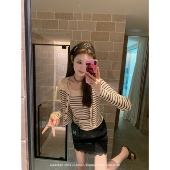 aaaaxbbb 外套套组女 显瘦针织开衫 杜丽克书简 条纹针织吊带修身