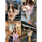 aaaaxbbb 奥斯图白巷 韩系羊毛双面呢大衣圆领单排扣上衣外套秋冬