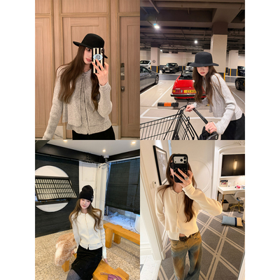 aaaaxbbb韩系针织开衫