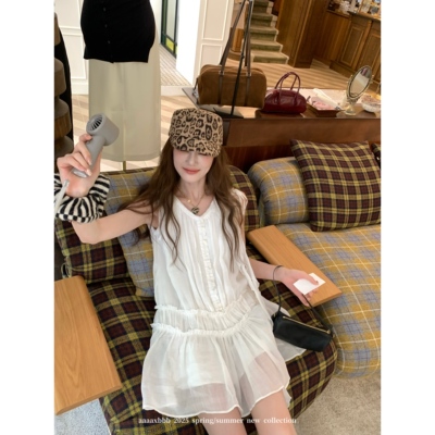 aaaaxbbb流苏连衣裙无袖背心裙