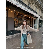 aaaaxbbb香榭G大调 纯澳洲羊毛双面呢大衣圆领单排扣双色长款 外套