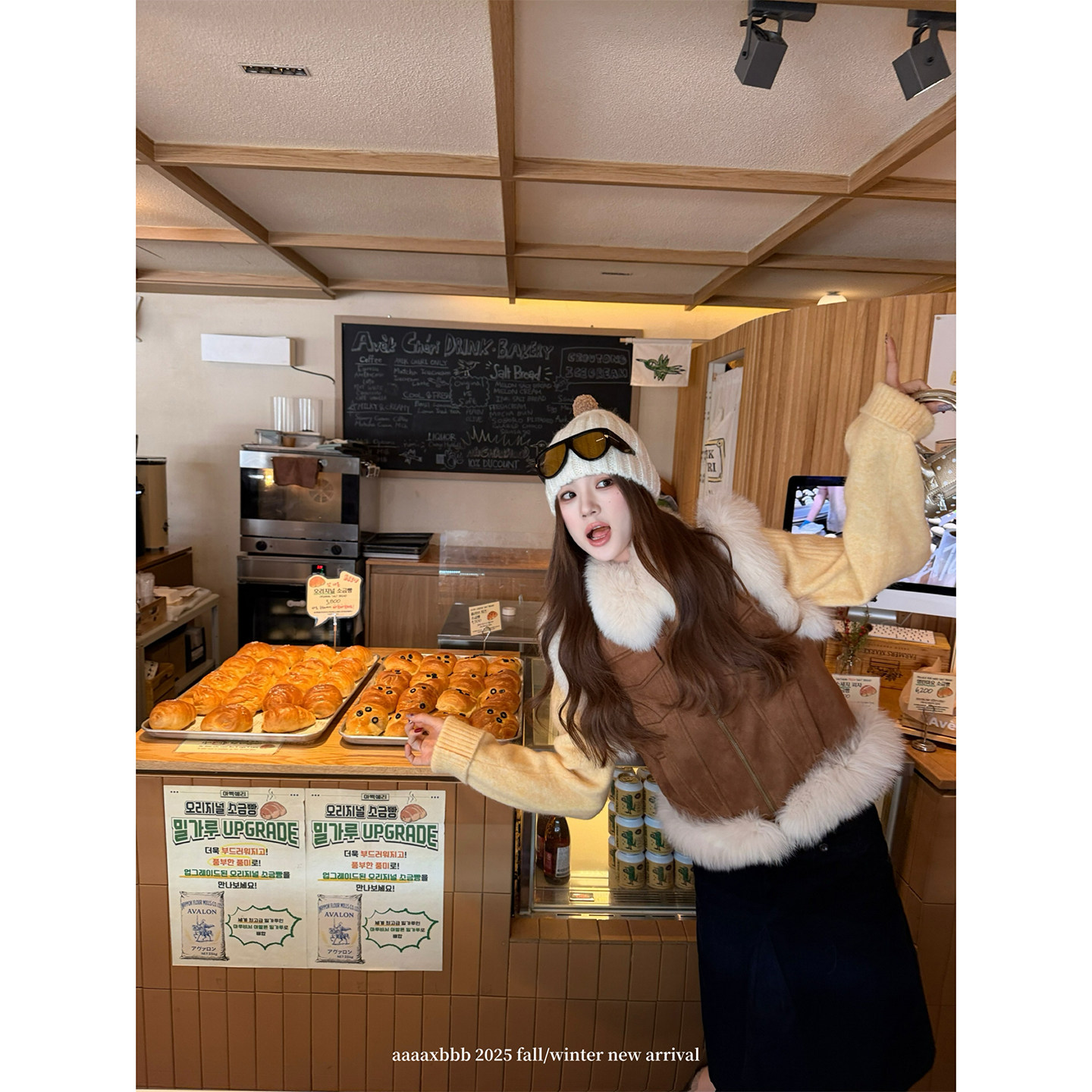 aaaaxbbb 布拉格冬栖 狐狸毛领拼接皮马甲白鸭绒内里无袖上衣叠穿