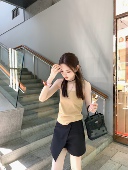 修身 aaaaxbbb 显瘦甜酷上衣女 out 针织背心两件套叠穿短款 and