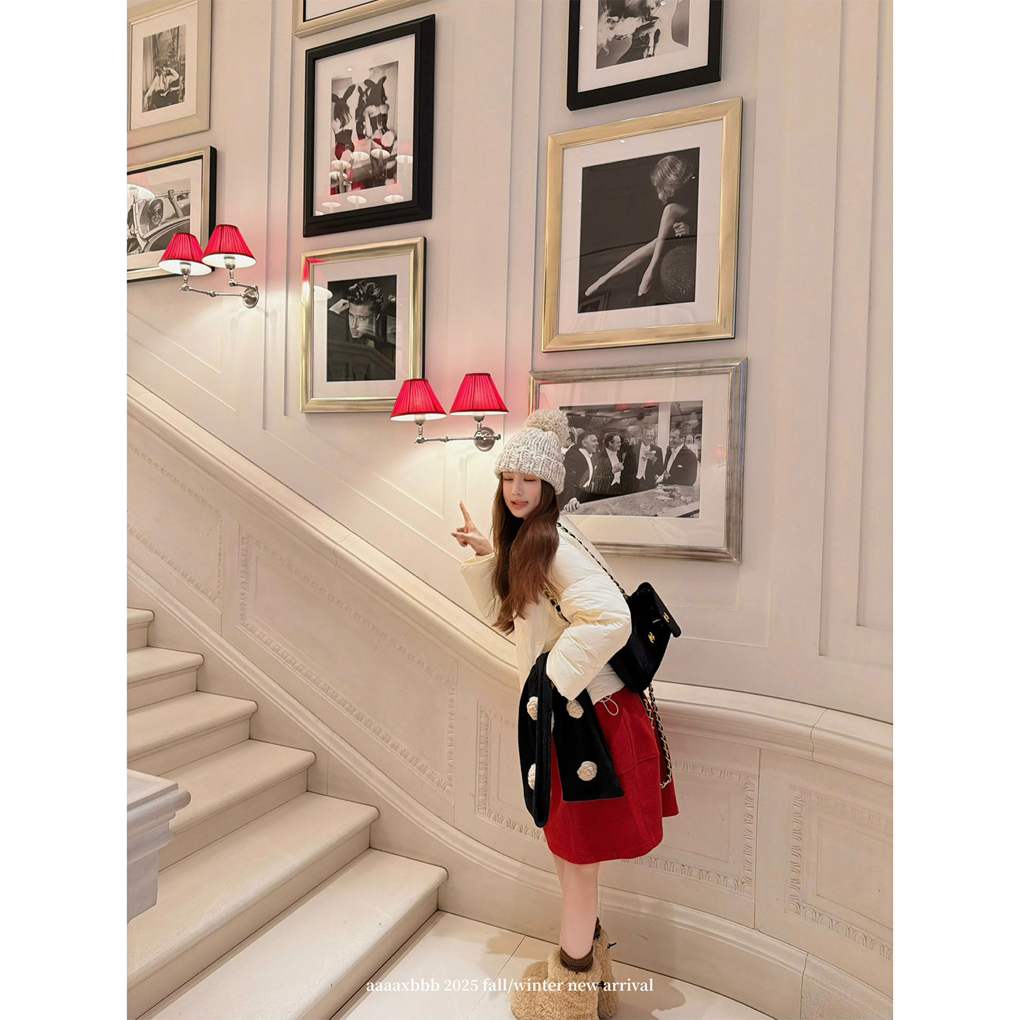 aaaaxbbb 西西里牧羊人 两色韩系羊毛呢半身裙百搭松紧裙子女秋冬