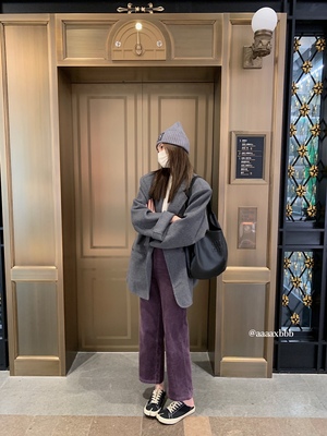 aaaaxbbb休闲葡萄灯芯绒裤子