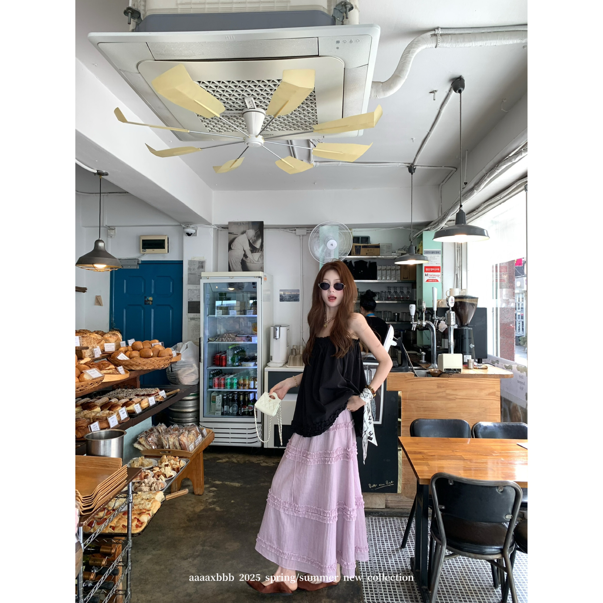 aaaaxbbb花边拼接长裙半身裙