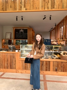 aaaaxbbb 时髦进阶法则 短款棕色皮衣女长袖复古宽松美拉德外套