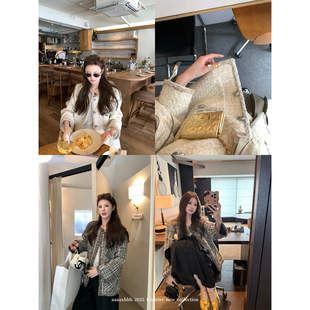 aaaaxbbb 错落时区 羊毛小香风外套两色定制面料宽松圆领上衣女秋