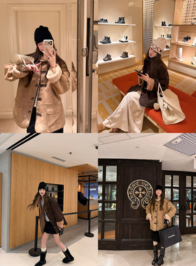 aaaaxbbb 旧世纪回响 两色皮毛一体大衣复古感麂皮毛毛外套秋冬