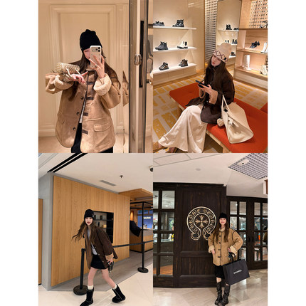 aaaaxbbb 旧世纪回响 两色皮毛一体大衣复古感麂皮毛毛外套秋冬