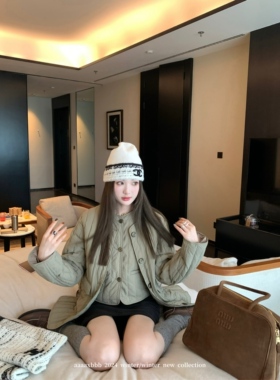 aaaaxbbb 巴黎之花 竖条棉服马甲女韩系羽绒外套时髦秋冬两件套装