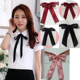 丝带黑色白色学院风飘带正装领带衬衫学生装饰时尚蝴蝶结领结女