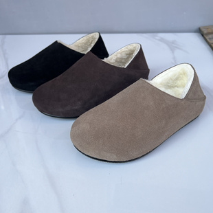 肯豆同款羊毛面包鞋真皮加绒保暖平底防滑毛毛鞋35-40码简约欧美