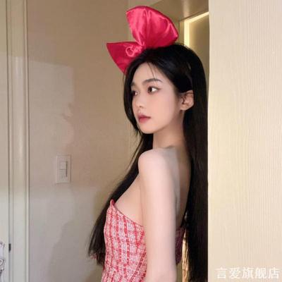 超大芭比红色蝴蝶结发箍甜美