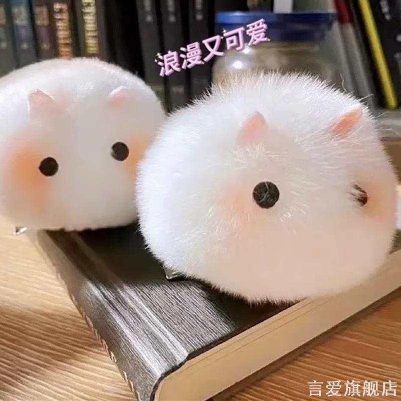儿童中秋节氛围感发夹同款小兔子发卡小女孩秋冬毛茸茸发饰