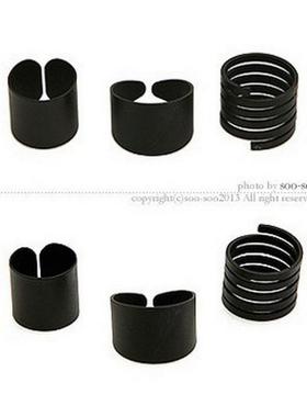 欧美个性几何镂空三件套戒指气质