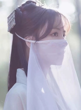 遮脸异域古风遮面面帘儿童古装面纱面具头饰汉服耳挂印度舞女孩潮