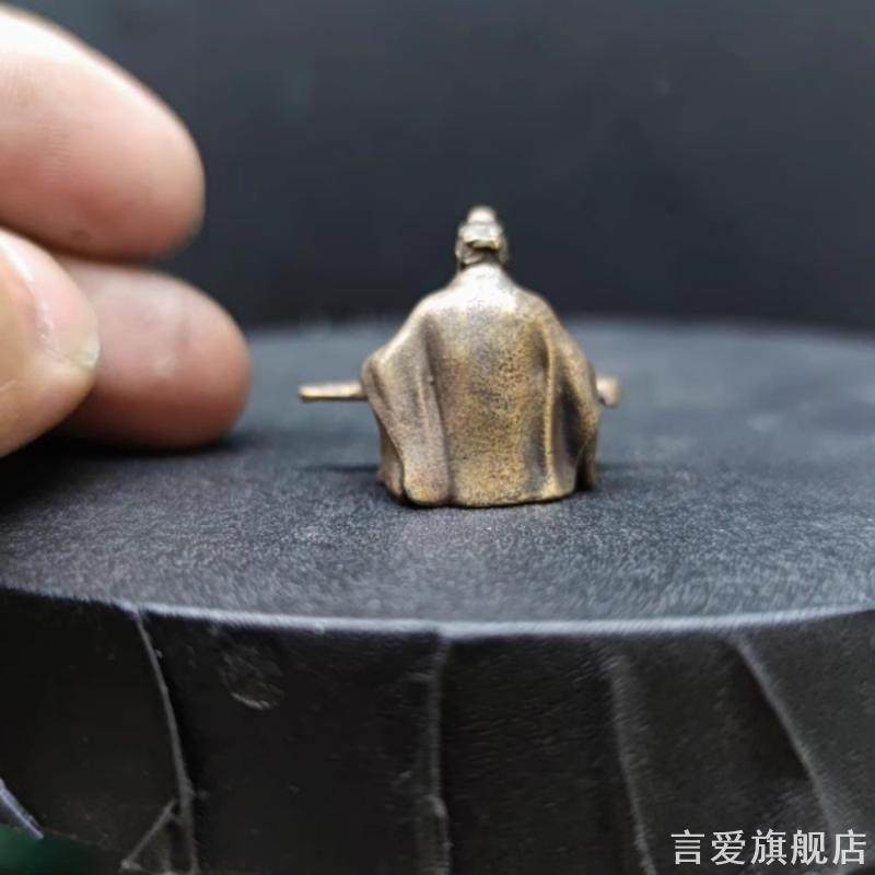 伯牙鼓琴小人物模型微缩造景观摆件高山流水镀铜做旧古代古筝