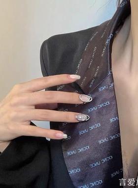 几何镂空开口调节护甲片镶钻镀金