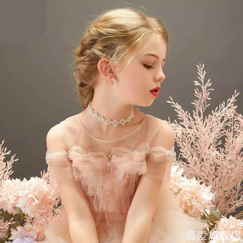 生日饰品超仙女童礼服演出配饰锁骨链幻彩水晶项链儿童轻奢可爱