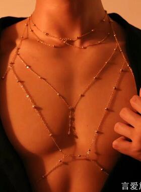 欧美风项链手工链条金属女比基尼