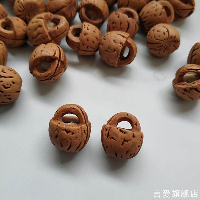 手工雕刻挂件宝宝饰品桃核桃蓝文玩配饰编红绳手脚链配件diy配件