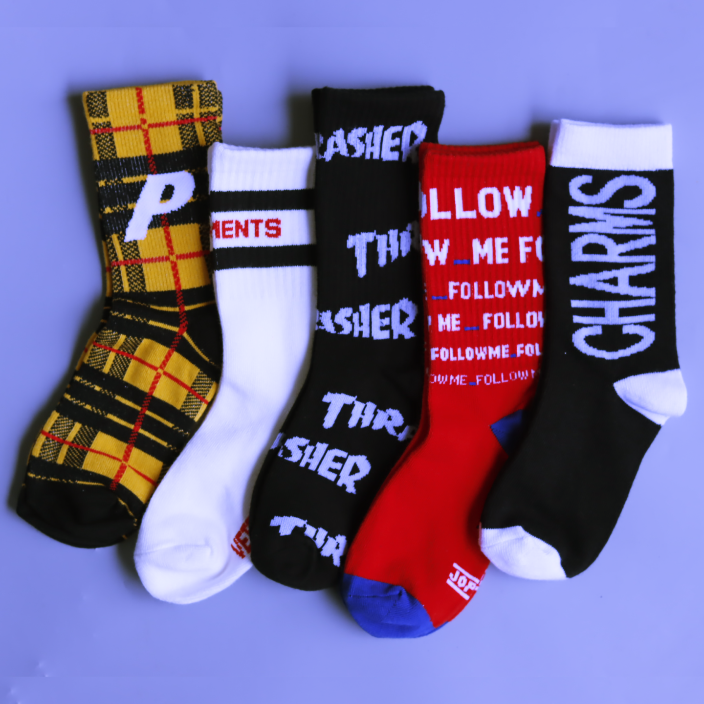 美式风字母印花中筒袜