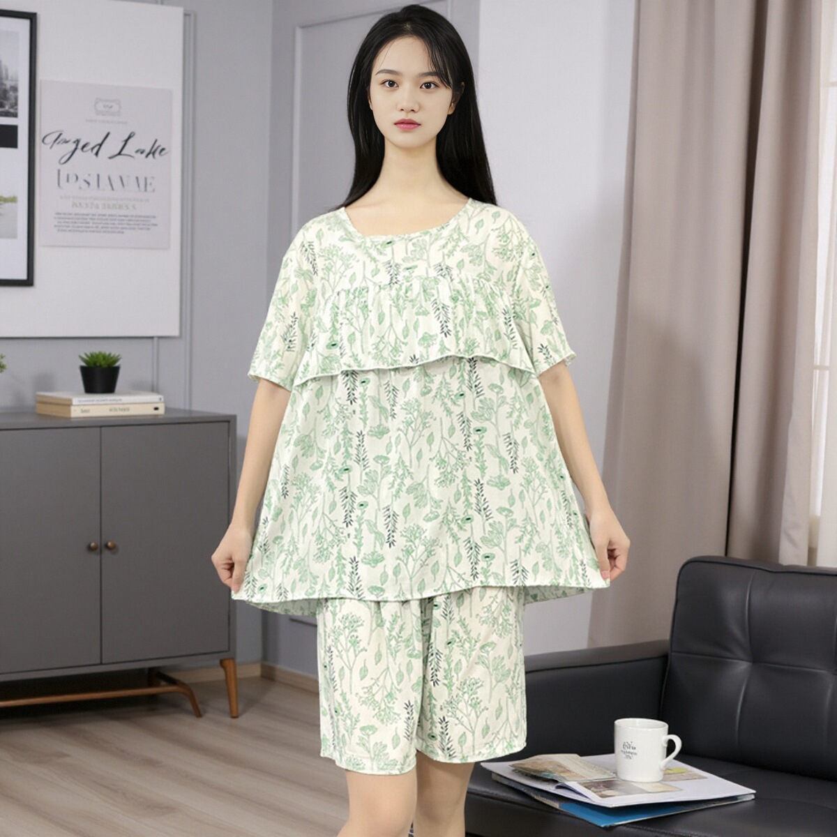 显瘦遮肉大码家居服套装