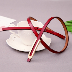 红色牛皮简约细腰带