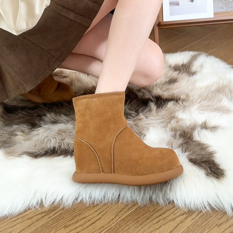 小土豆雪地靴女2025秋冬小个子增高加绒套筒保暖毛毛棉鞋XBH118