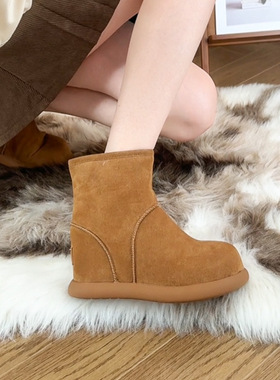 小土豆雪地靴女2025秋冬小个子增高加绒套筒保暖毛毛棉鞋XBH118