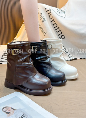 2025复古内增高切尔西马丁靴女英伦厚底高跟小个子短靴XBH130