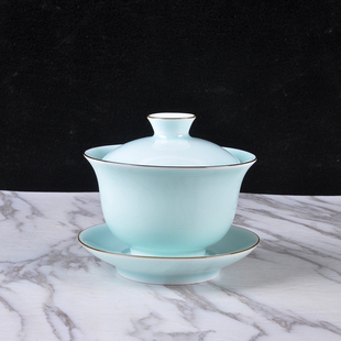 青瓷盖碗茶具茶杯单个主人杯小容量三才龙泉窑单个泡茶碗不烫手