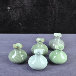 创意花插陶瓷花瓶工艺品天下龙泉现代青瓷家居新中式古典摆件装饰