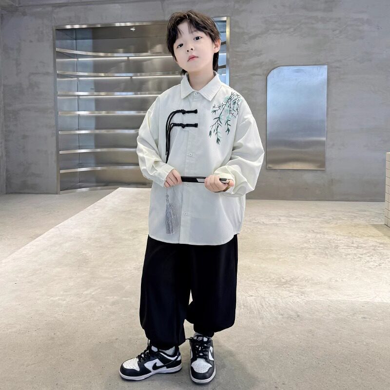 男童汉服春秋款2026新款中大童中国风男孩新中式儿童秋装唐装套装