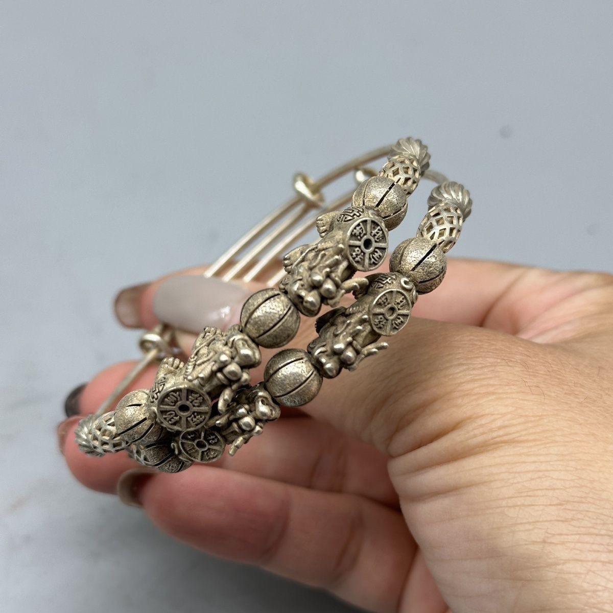 古玩杂项收藏仿古大清乾隆年制招财麒麟手镯