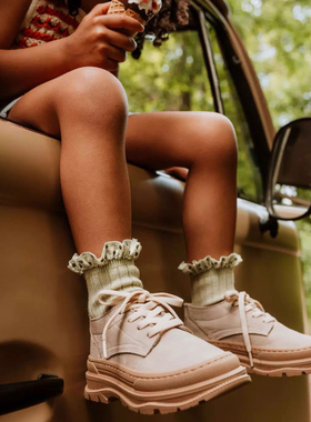 现货法国Collegien新款短袜儿童波尔卡圆点短袜女童花边袜短袜