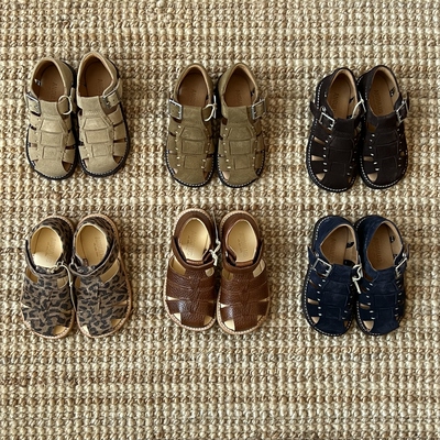 丹麦Angulus大A26SS 春夏儿童凉鞋复古编织罗马鞋经典款皮鞋