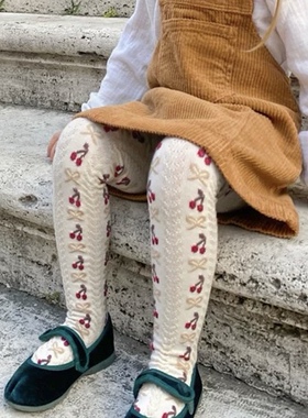 collegien25秋冬新品儿童袜子宝宝打底袜子新品小樱桃连裤袜