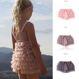 童心家荷兰DOLLY经典柔纱超可爱小公主蛋糕褶边短裤 蓬蓬裤裙现货