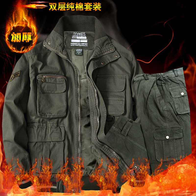 电焊工地工装工作服套装男防烫阻燃纯棉春秋季加厚带里耐磨劳保服