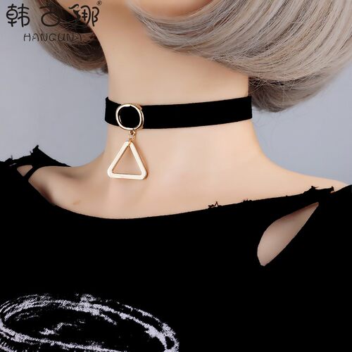 原宿锁骨链黑色暗黑系女项链男潮脖子饰品颈链颈带choker项圈配饰