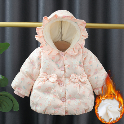 女童加绒棉衣冬装2025新款童装
