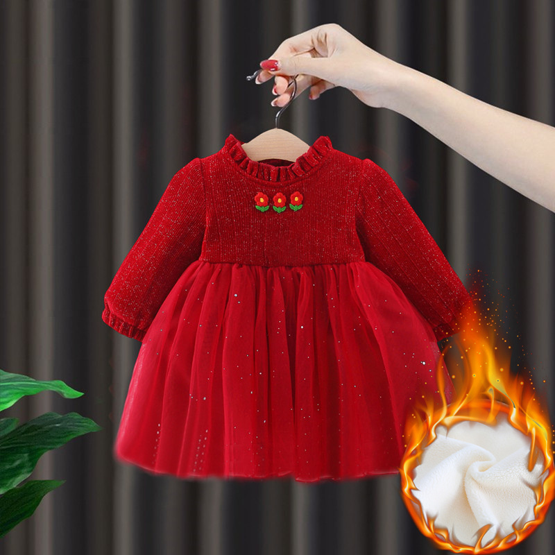 女童加绒连衣裙冬季童装