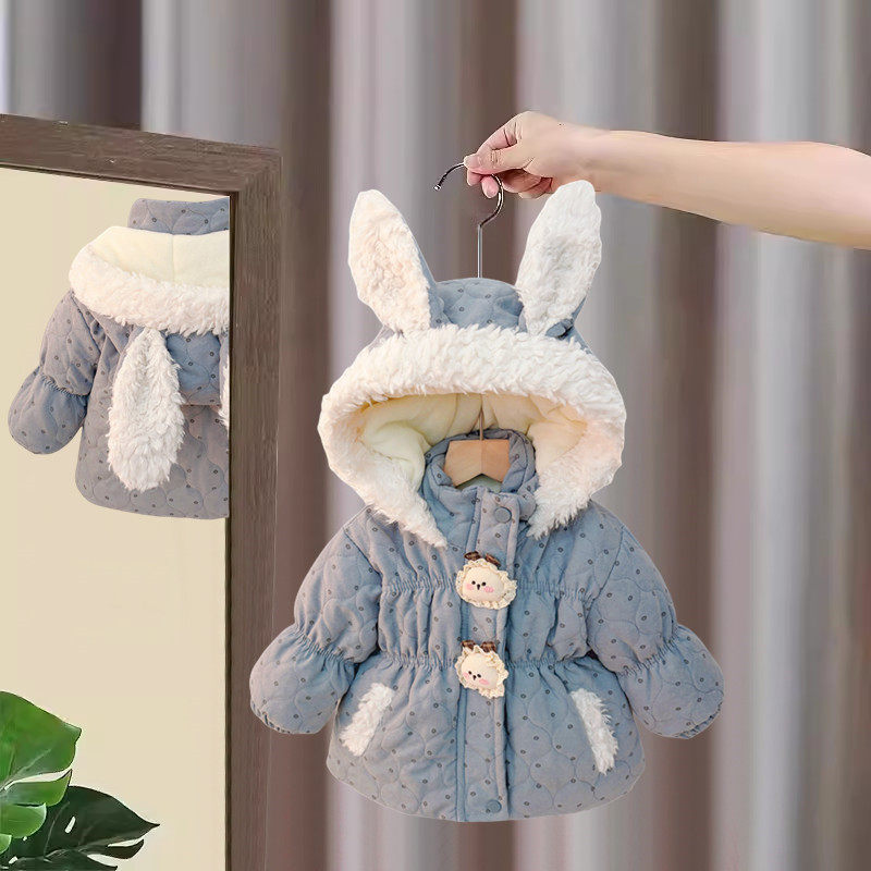 女童外套秋冬款2025新款洋气小女孩棉服上衣儿童夹棉加厚衣服冬季